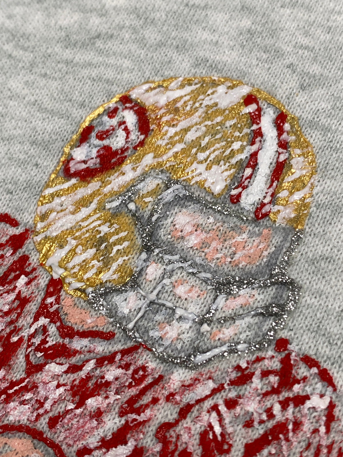 Vintage Fruit of The Loom FOTL Hand Painted Football NFL Sweatshirt (XL)