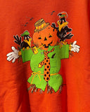 1990s Vintage Halloween Scarecrow Crow Sweatshirt Fruit of the Loom Made in USA- XL