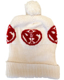 Vintage P&S Arrow White Knit Winter Ski Hat Beanie