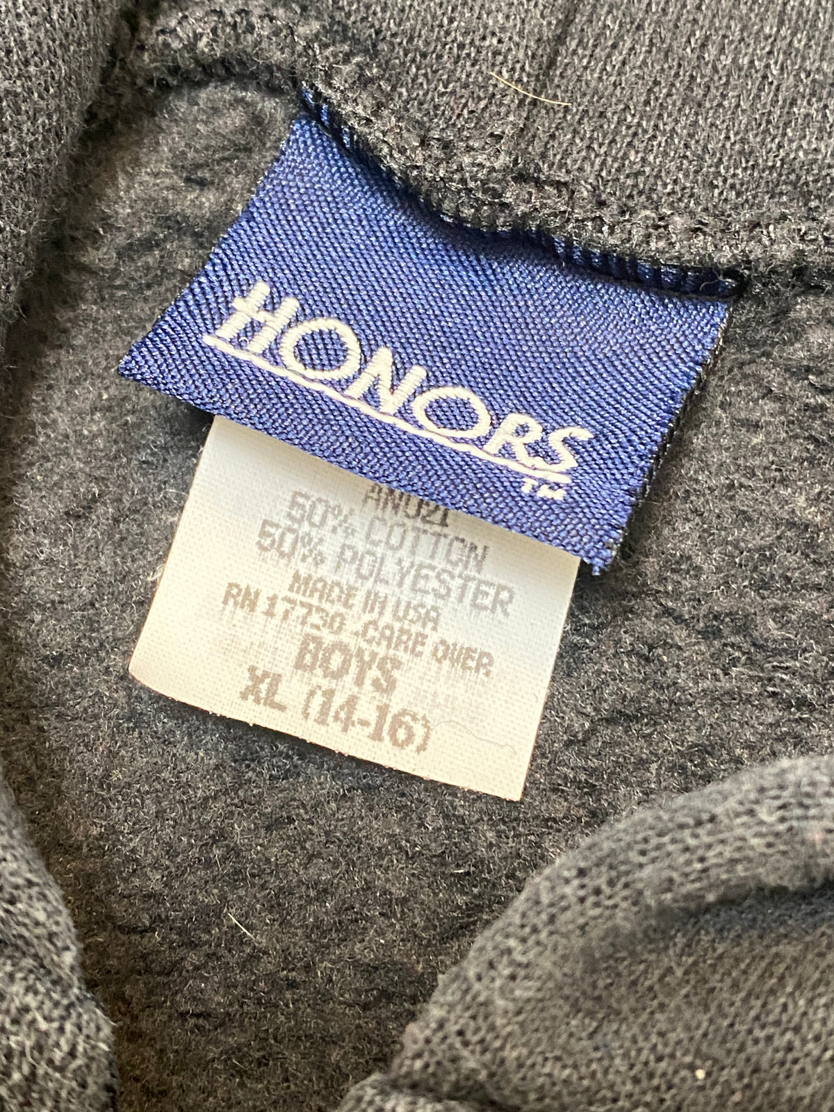 Vintage Black Zip Up Hoodie Made in USA (Kids XL)