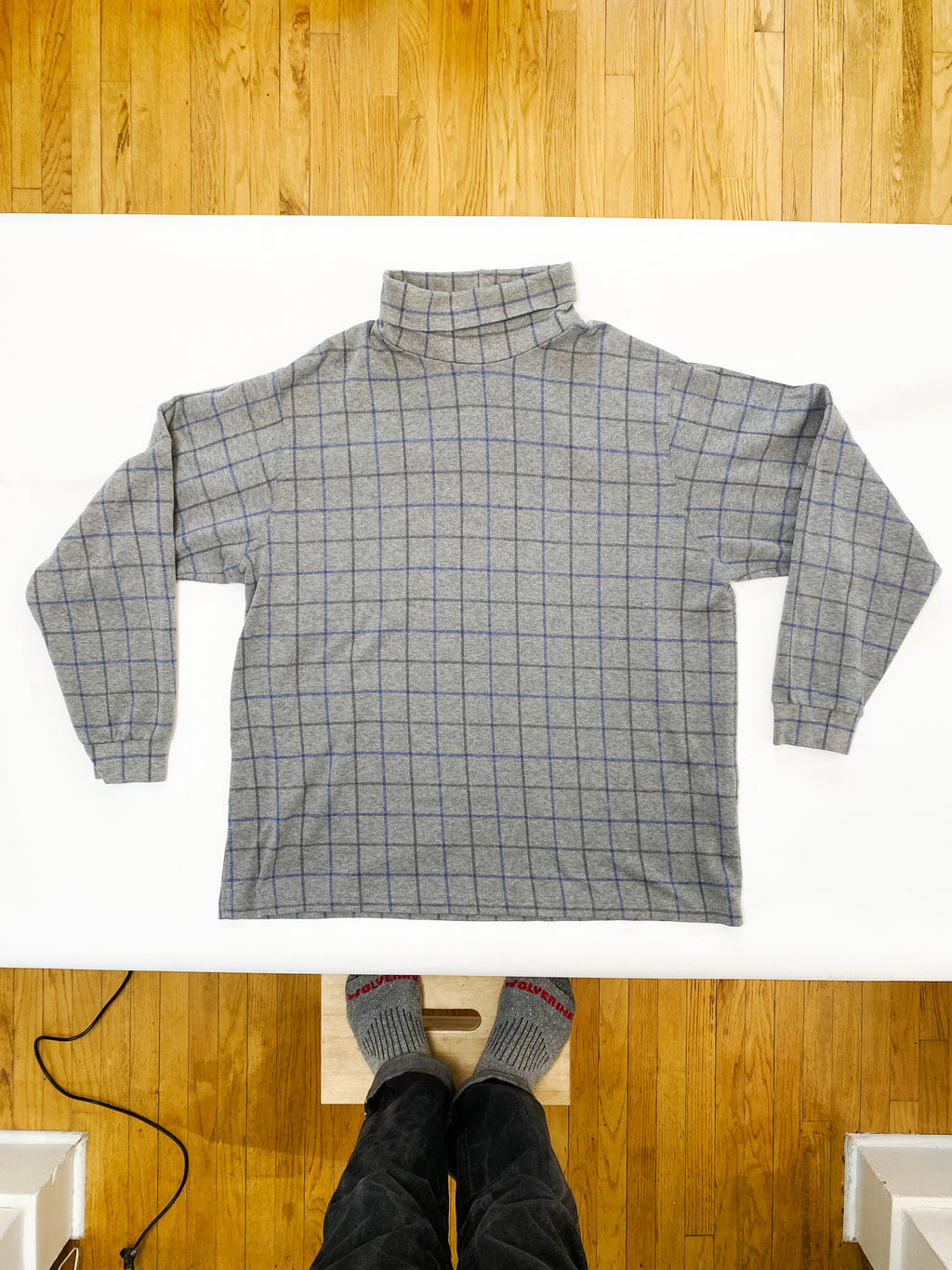 Vintage Lands' End Made in USA Checkered Turtleneck (XL)