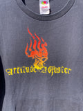 2000s Vintage Attitude Adjuster Flaming Skull T-Shirt (Large)